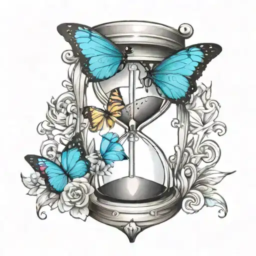 Hourglass With Butterfly And Awareness Ribbon Intertwined
