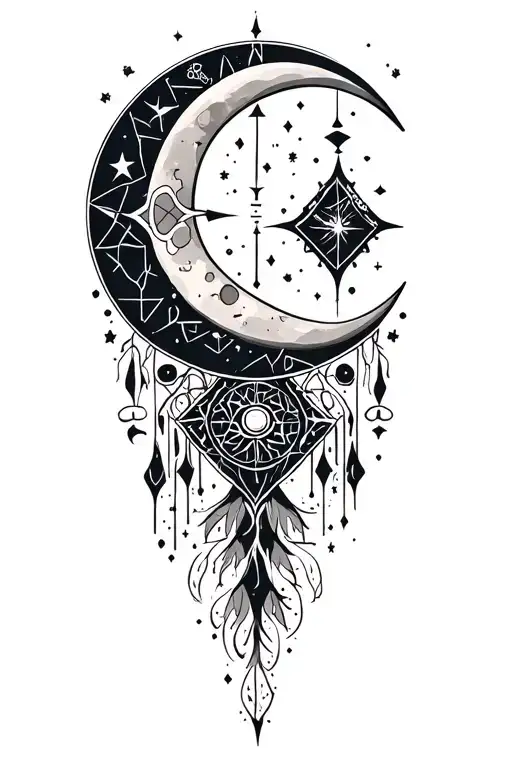 Zodiac Moon And Geometric Designs