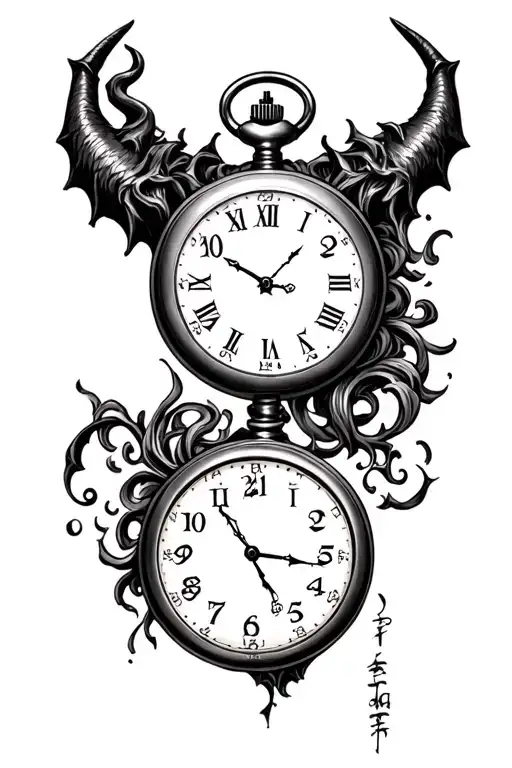 Devil Pocket Watch Date