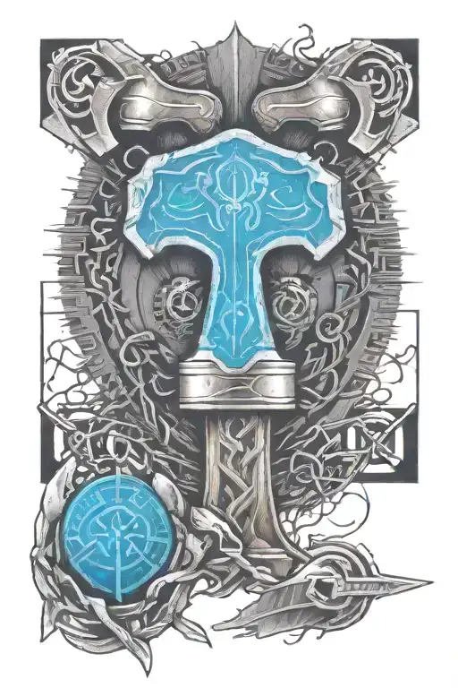 Mjolnir Hammer Ingraved With Runes
