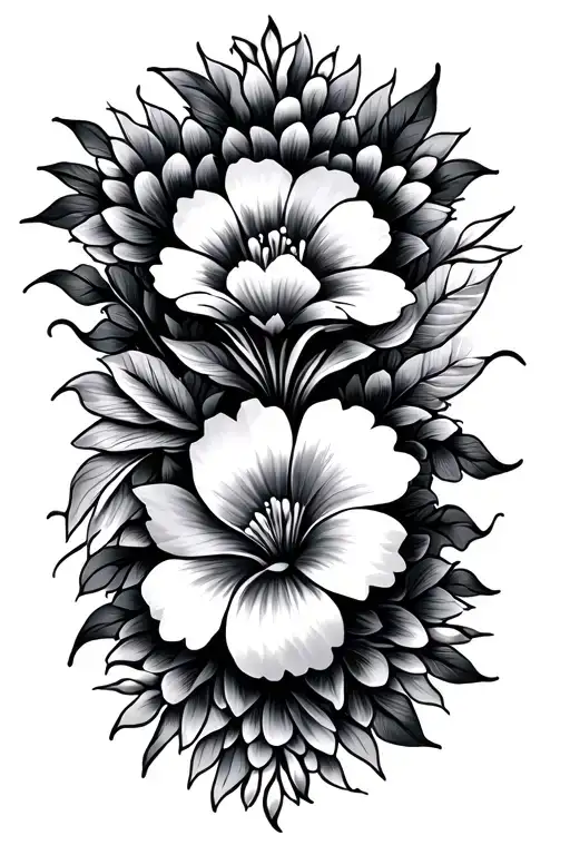 Mandala Style Tattoo With Tropical Flowera