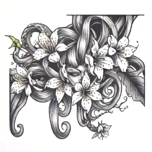 Medusa And Cherry Blossom Tree With Flowers Interwined