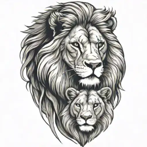 Protective Lion And Lioness