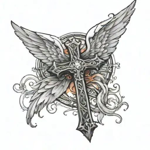 Cross With Angel Wings Spread