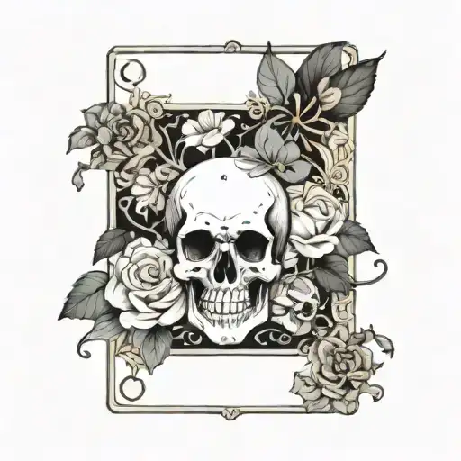 A Mystical Tarot Card With Flowers And Skulls Inspired By The Client's Occupation As A Florist