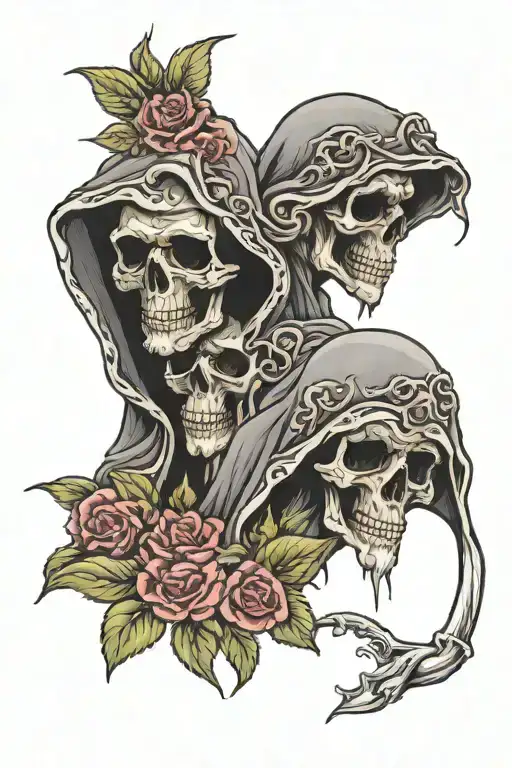 Hear No Evil See No Evil Speak No Evil Grim Reaper Floral