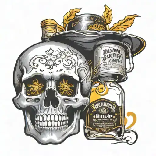 Skull And Jack Daniels Bottle