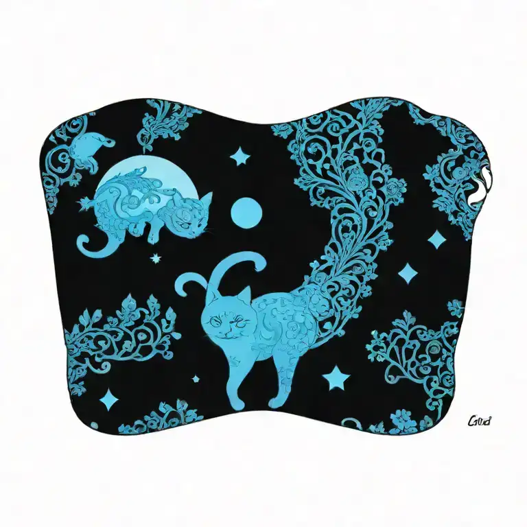 Cat And Moon Lace Like Patterns