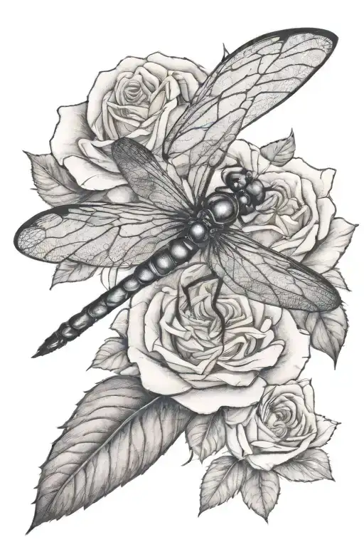 Dragonfly On Rose