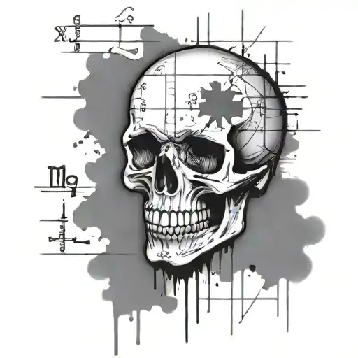 A Punk Rock Skull With Equations And Formulas Incorporated Into The Design
