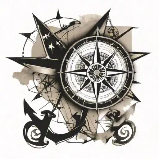 Nautical Compass American Flag