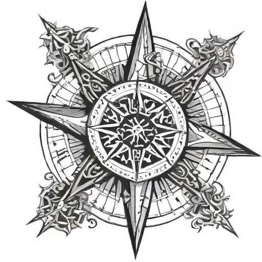 Navy Nautical Compass With American Flag