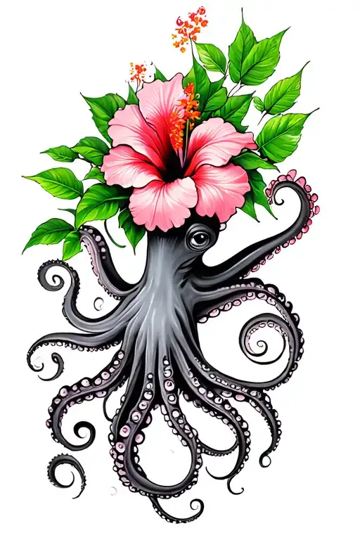 Psychedelic Hibiscus Tree With Octopus Wrapped