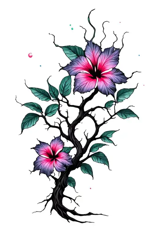 Psychedelic Hibiscus Tree And Neurons