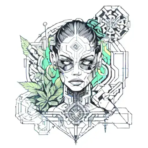 Badass Cyberpunk Girl Smoking Weed