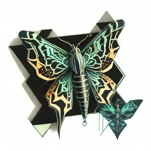 Cecropia Moth Surrounded By Geometric Design