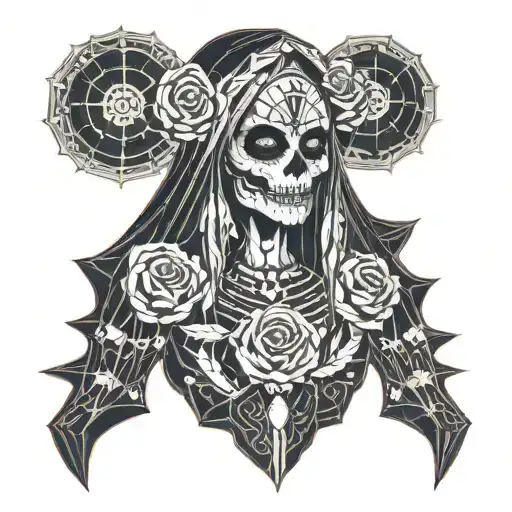 Female Santa Muerte Time Roses