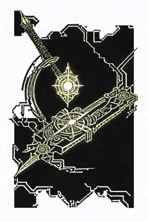 Sword With Magic Book Behind It