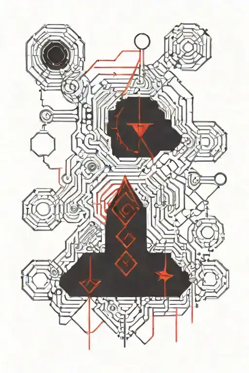 Fine Line Smoke Black And Red Minimalism