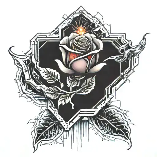 A Falling Rose Burning With A Scarlet Flame