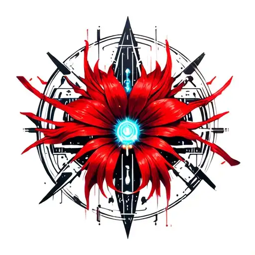 A Tattoo Of The Red Spider Lily Surrounding Gaara's Forehead