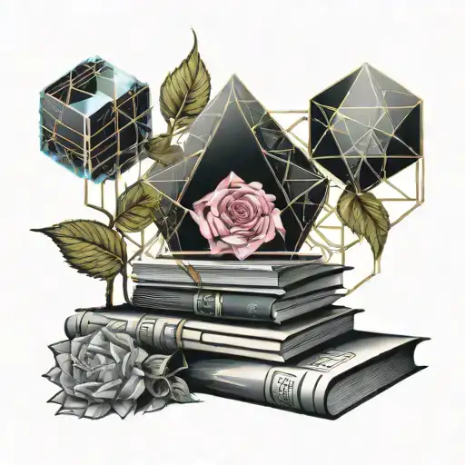 Stack Of Books And Crystal Rose Growing