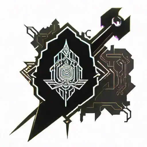 Cyberpunk And Christian Style Sword And Shield