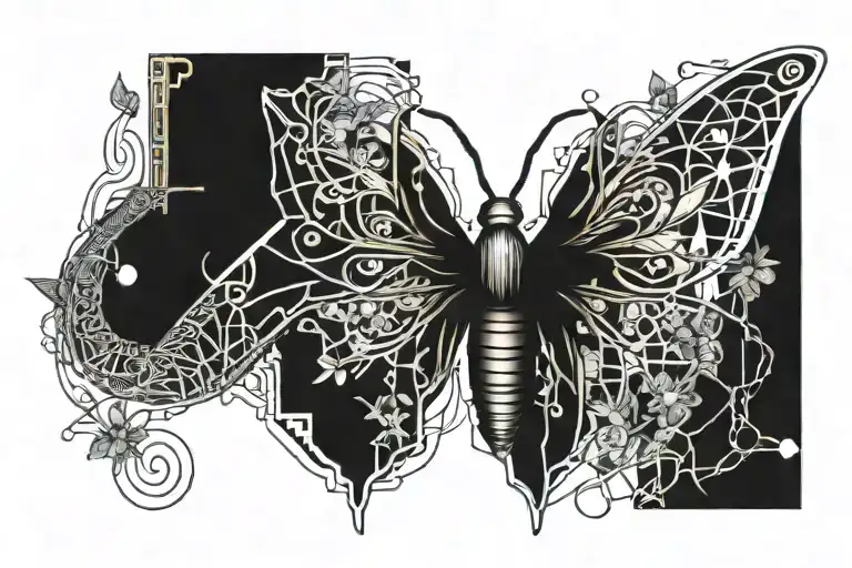 Moth And Vines Surrounding