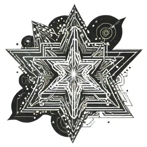 Big Glistening Star With 5 Stars Surrounding It