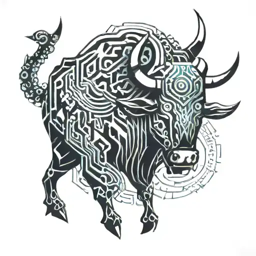Turin Bull With Viking Tattoo Style