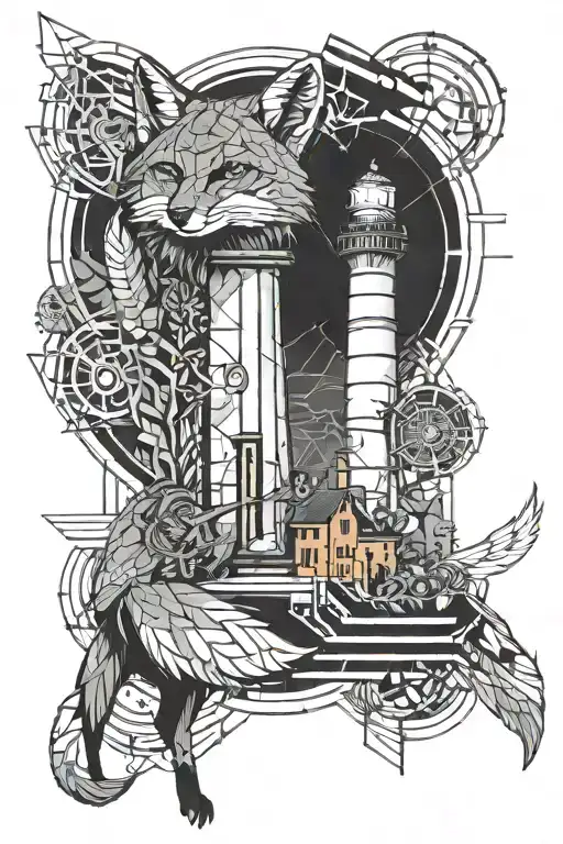 Lighthouse With A Fox Standing Nearby