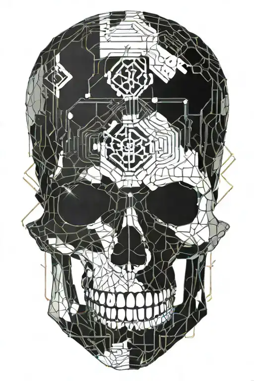 Aged Skull With Runes Imbedded