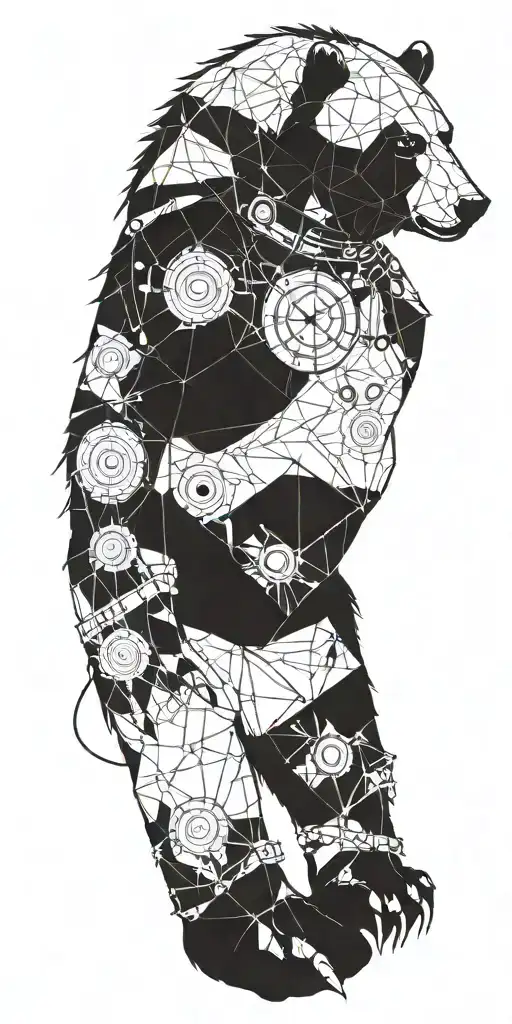 Grizzly Bear Encased In Armor Incorporating A Compass