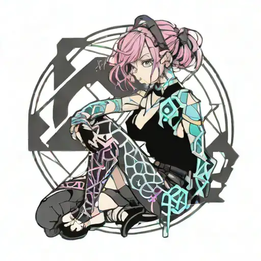 Anime Girl With New Rock Outside Tribl And Blood