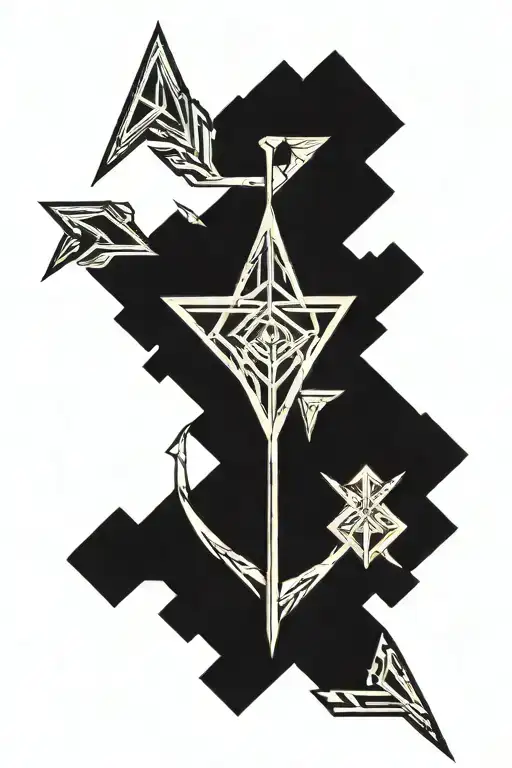 Trident Arrow Intertwined Symbolizing Resilience Patience Blessed