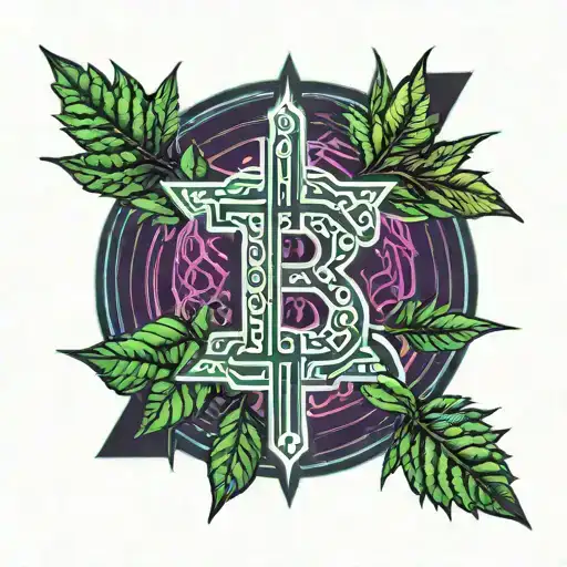Bitcoin Und Weed Leaf With Man