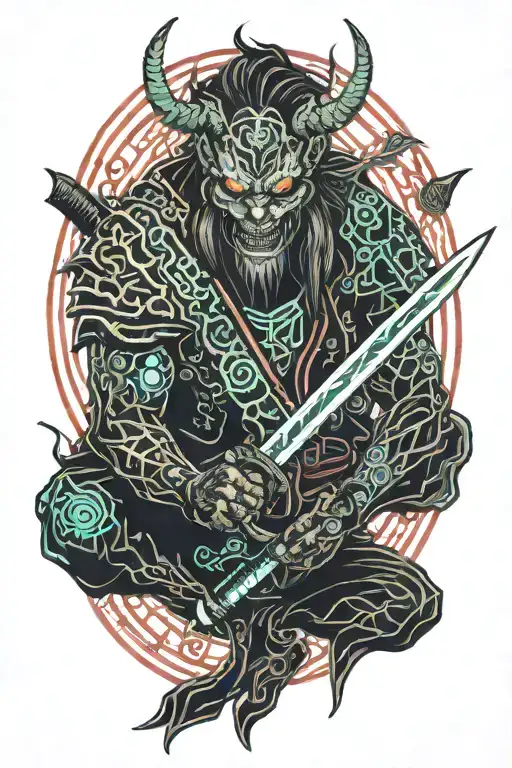 Demon Oni Swings His Katana