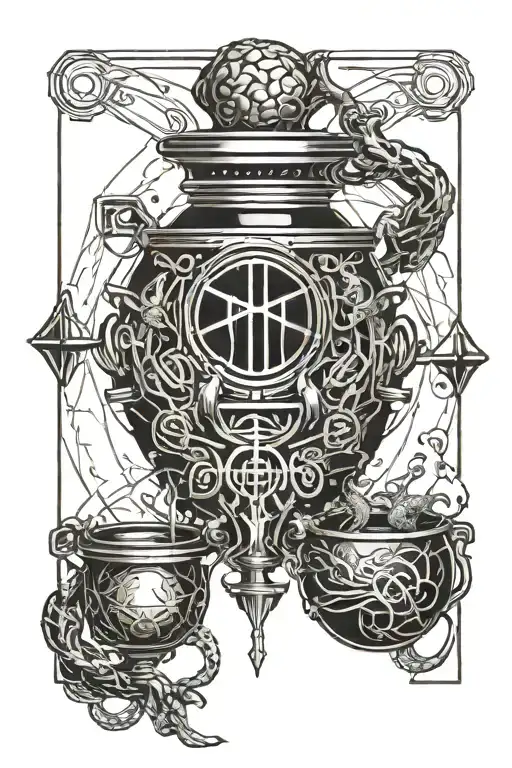 Hops And Wheat And Cauldron Filled With Water