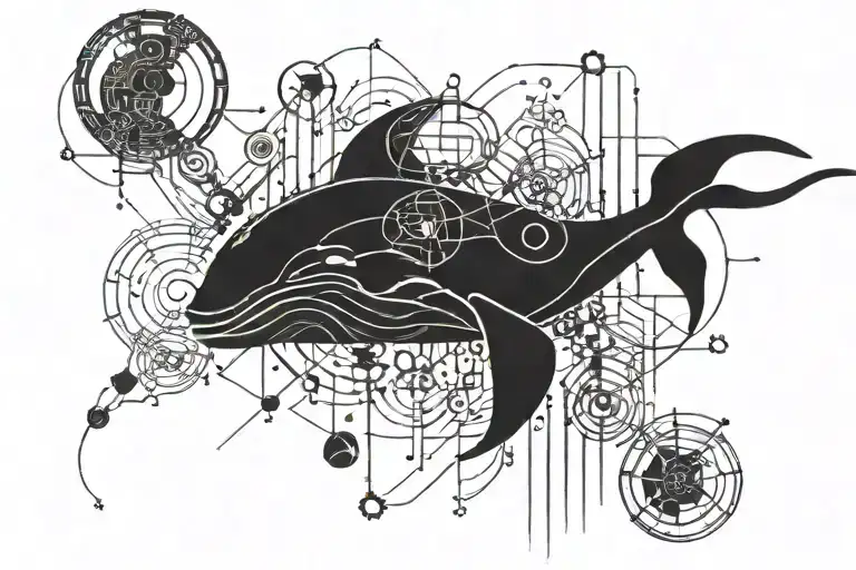 Red And Black Tattoos With Images Of Whales And Monterrey