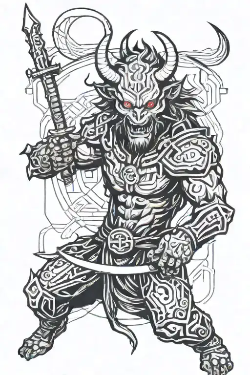 Demon Oni Swings His Katana