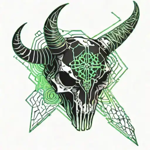 Clover Aries Horn Bull Skull