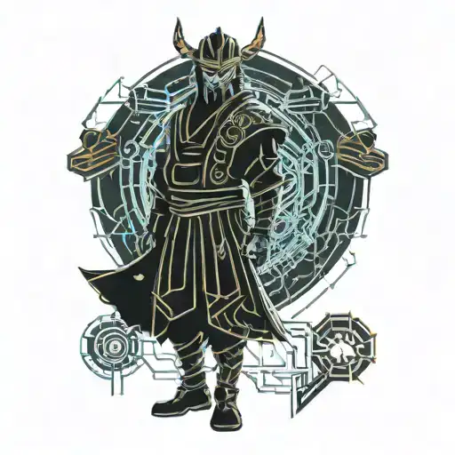 Japanese Samurai Standing Cyberpunk