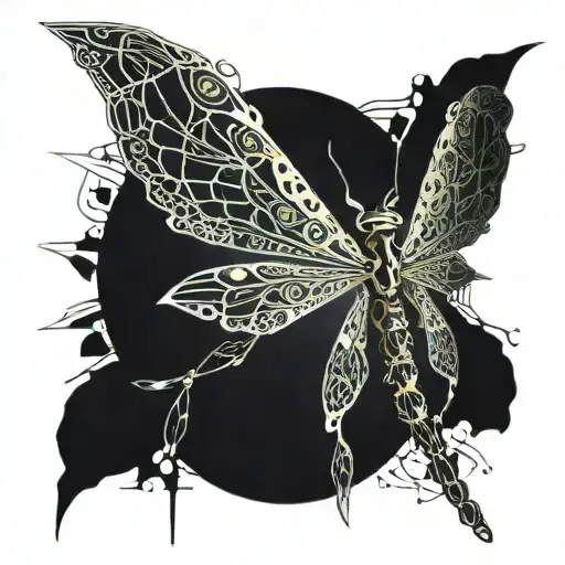 A Dragonfly With Lace Wings Flying