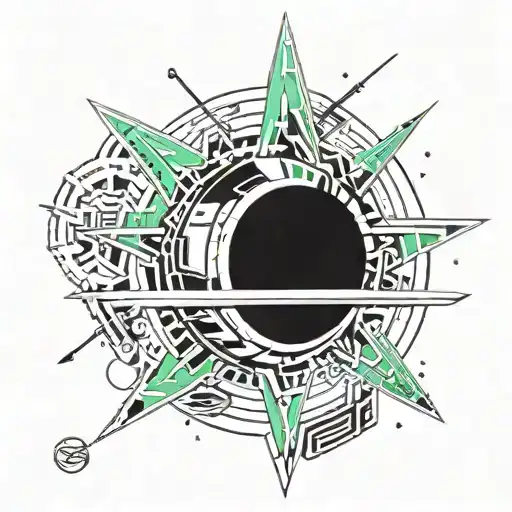 A Tattoo Design Combining Elements Of Space Exploration And Samurai Warriors