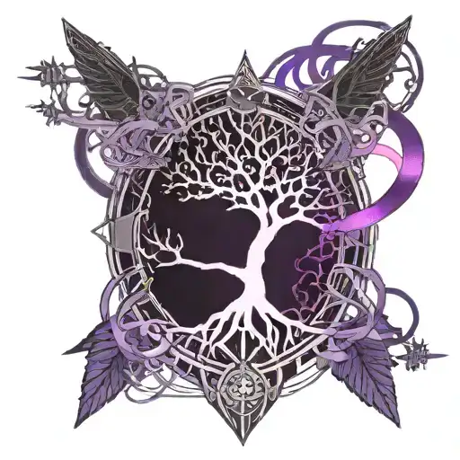 Tree Of Life And Purple Ribbon