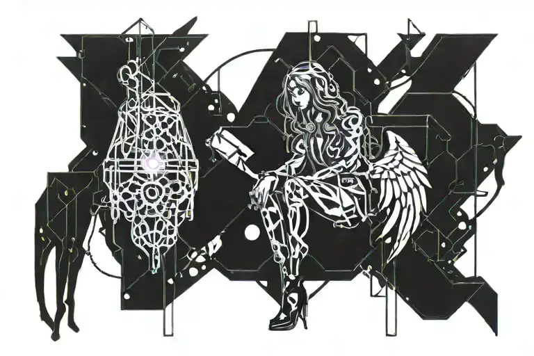 Chained Angel Girl Sitting