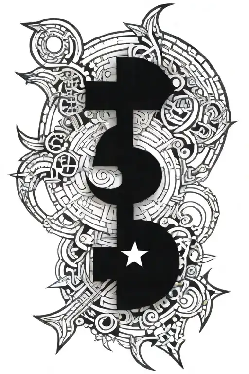 Trybal Style Cross With Slim Crescent Moon