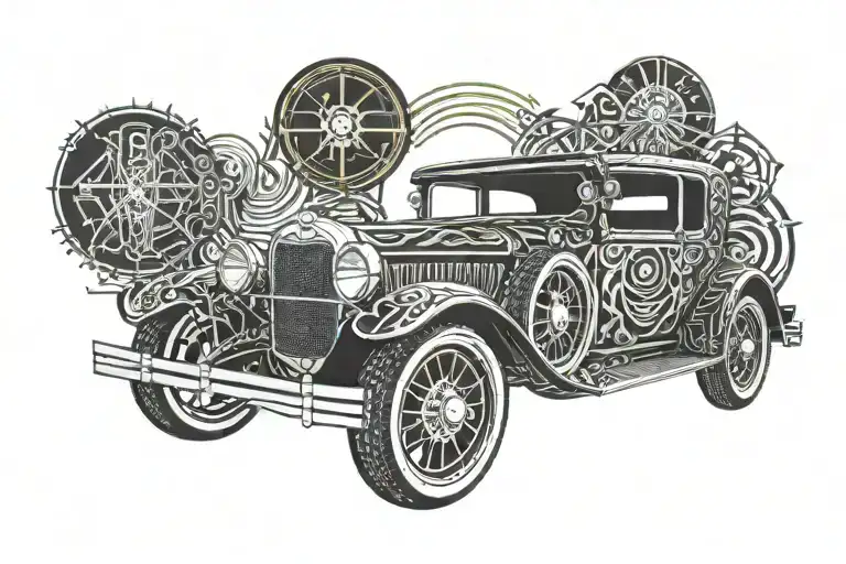 Black Ford Model A With Surf Boards On Top