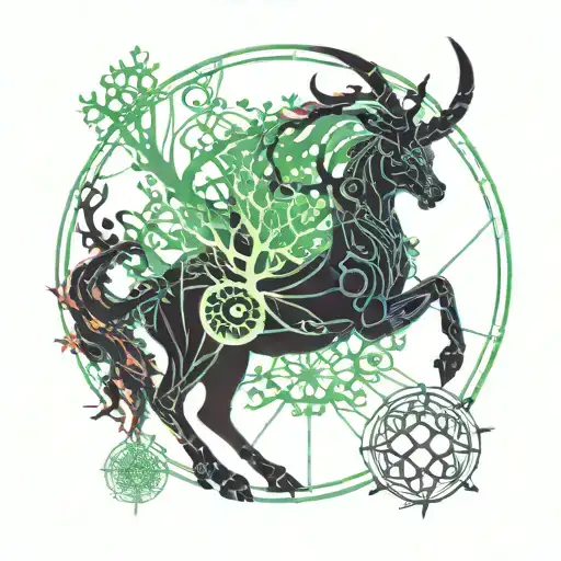 Demoniac Capricorn With The Tree Of Life