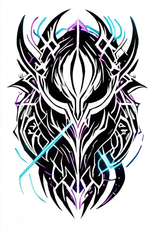 Viking Tribal Tattoo Design Incorporating Symbiote Less Black More Futuristic